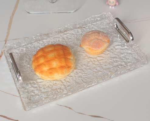 Stylish Clear Stone Finish Acrylic Tray Plexiglass Serving Tray Modern Style