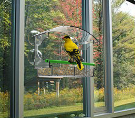 Acryl plexiglas venster vogelvoeder Makkelijk te installeren Custom Logo Met afneembare bak