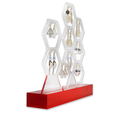 Op maat gemaakte, elegante acryl sieraden display voor merk, acryl oorbellen display set