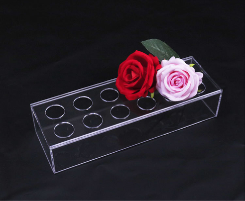 OEM ODM Tabletop Clear Acrylic Rectangle Vase, Hôn lễ Acrylic Flower Display Box