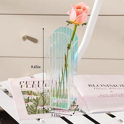 U Shape Bending Rainbow color Flower Acrylic Vase For Home Decor Or Wedding Table