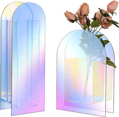 U Shape Bending Rainbow color Flower Acrylic Vase For Home Decor Or Wedding Table
