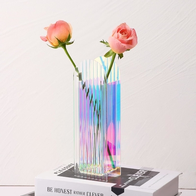 U Shape Bending Rainbow color Flower Acrylic Vase For Home Decor Or Wedding Table