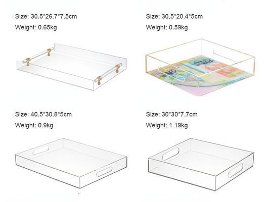 Wholesale Clear Large Acrylic Tray Decorative Acrylic Display Tray With Handle