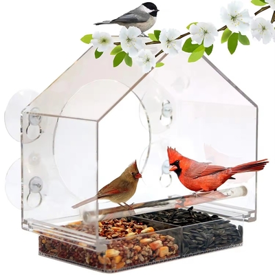JYD Διαφανής Suction Cup Ακρυλικό Birdfeeder Εξωτερικό παράθυρο Birdhouse