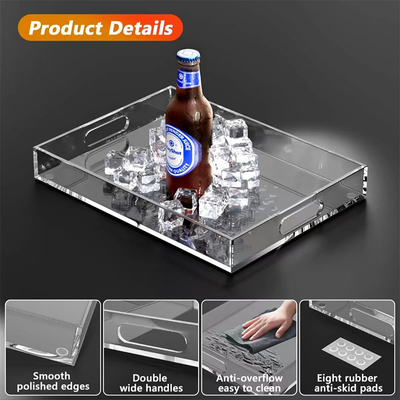 OEM ODM Clear Acrylic Serving Tray With Handles Thiết kế xếp chồng tùy chỉnh