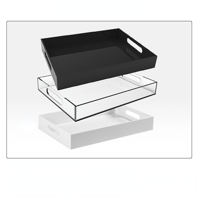 OEM ODM Clear Acrylic Serving Tray With Handles Thiết kế xếp chồng tùy chỉnh