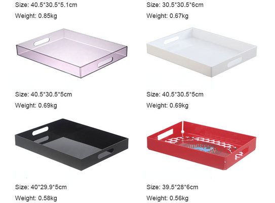 OEM ODM Clear Acrylic Serving Tray With Handles Thiết kế xếp chồng tùy chỉnh
