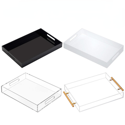 OEM ODM Clear Acrylic Serving Tray With Handles Thiết kế xếp chồng tùy chỉnh