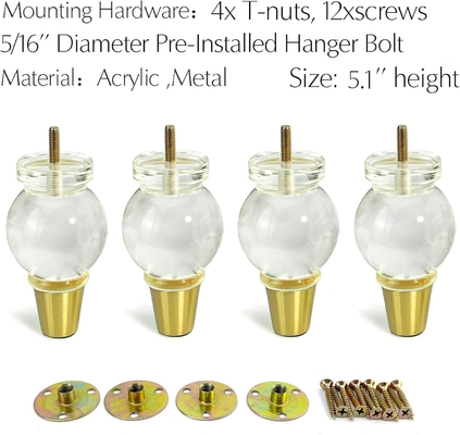 Transparent Crystal Exquisite Plexiglass Feet Acrylic Furniture Legs for Bed Sofa Cabinet