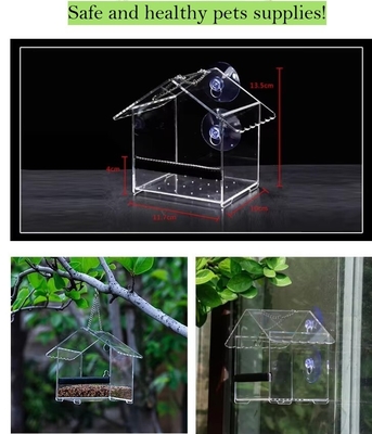 Được nuôi dưỡng tốt Acrylic Bird Feeder Window Plexiglass Bird House Hình dạng tùy chỉnh