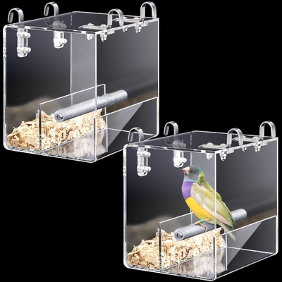 OEM Transparent Lucite Acrylic Bird Feeder Với Máy phân phối hạt tự động Dễ cài đặt