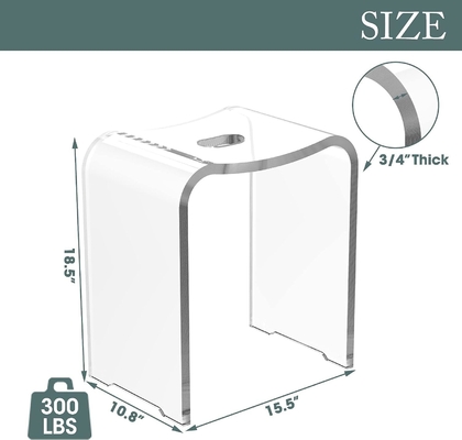 Transparent Custom Acrylic Furniture U Shape Acrylic Shower Bench Bathroom Stool