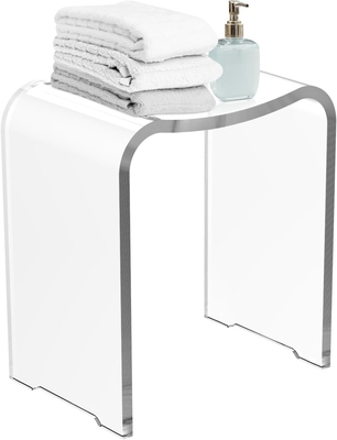 Transparent Custom Acrylic Furniture U Shape Acrylic Shower Bench Bathroom Stool