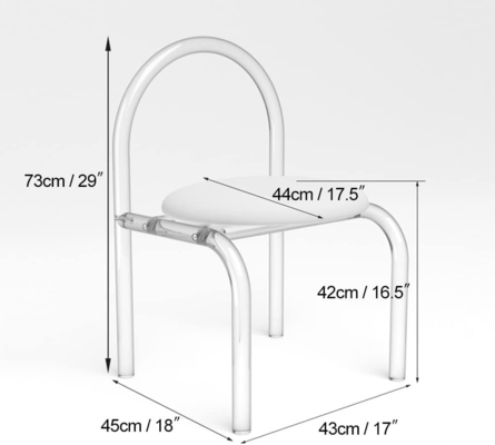 Modern Custom Acrylic Furniture acrylic dressing table chair 43X45X73cm For Bedroom