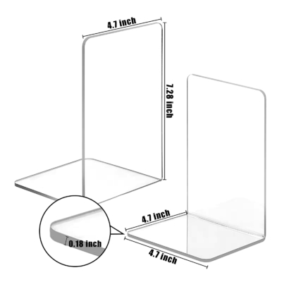 Custom Size Acrylic Bookends Plexiglas Shelves Heavy Duty Desktop Book Organizer