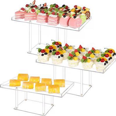 Assembled Design Acrylic Cake Stand Buffer Table Riser Food Serving Custom Printing