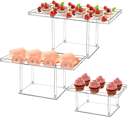 Assembled Design Acrylic Cake Stand Buffer Table Riser Food Serving Custom Printing