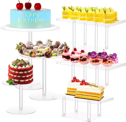 Assembled Design Acrylic Cake Stand Buffer Table Riser Food Serving Custom Printing