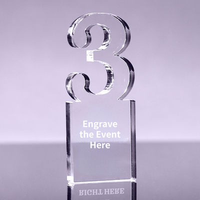 Custom Clear Number Acrylic Award Trophy Block cho sự công nhận kỷ niệm công ty