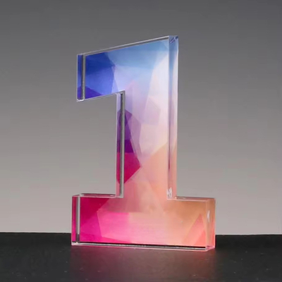 Meerdere doeleinden Clear Number Acrylic Block Award Custom Printing Voor bedrijfsbijeenkomsten