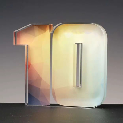 Meerdere doeleinden Clear Number Acrylic Block Award Custom Printing Voor bedrijfsbijeenkomsten