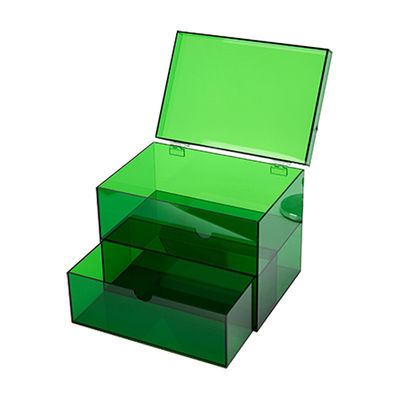 Stijlvolle groene acryl organisator doos met deksel en lade voor thuisgebruik