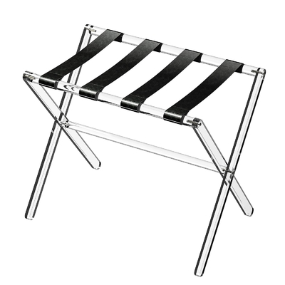 Foldable Bedroom Hotel Acrylic Luggage Rack Lucite Suitcase Stand Custom Size