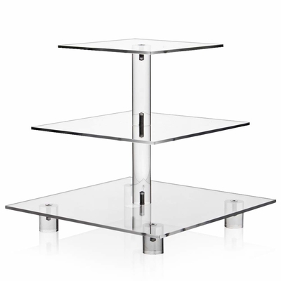 3 Tier Square Design Clear Acrylic Dessert Tower Holder Display For Weddings Parties