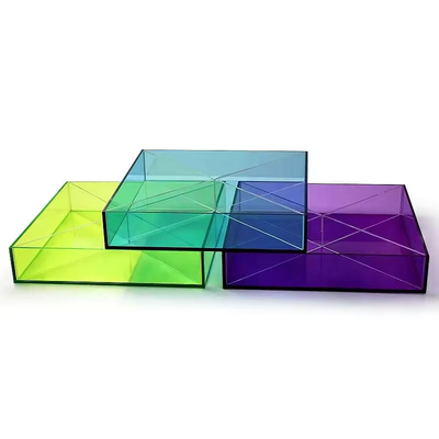 OEM Green Square Acrylic Tray Plexiglass Fruit Tray With Removable Compartments
