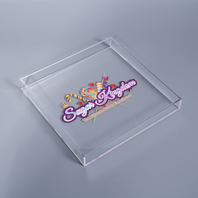 OEM Green Square Acrylic Tray Plexiglass Fruit Tray With Removable Compartments