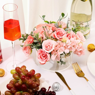 3pcs	Acrylic Flower Vase Floral Centerpiece With 12 Holes For Dining Table Decoration
