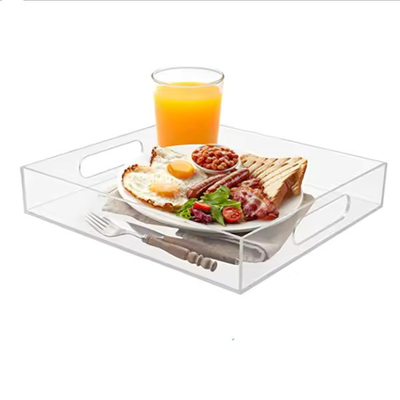 Clear Rectangular Acrylic Tray Lucite Breakfast Tray For Home Restaurant Hotel
