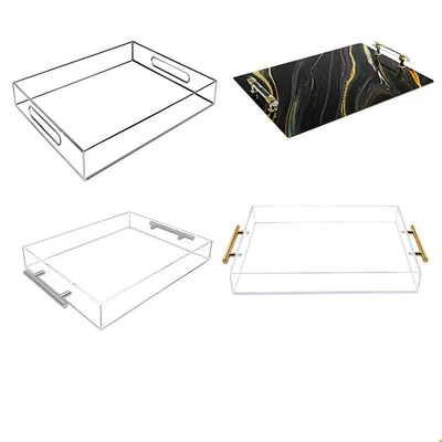 Clear Rectangular Acrylic Tray Lucite Breakfast Tray For Home Restaurant Hotel