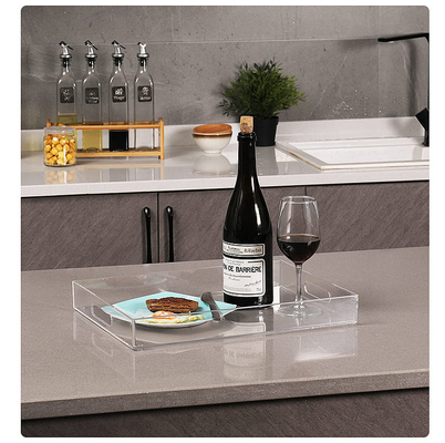 Clear Rectangular Acrylic Tray Lucite Breakfast Tray For Home Restaurant Hotel
