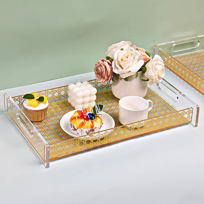Mượt mà kết thúc rõ ràng Acrylic phục vụ khay Lucite bánh mì khay với in tùy chỉnh
