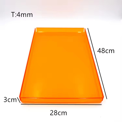 Orange Rectangular Acrylic Serving Tray Organizer , Plexiglas Acrylic Tea Tray