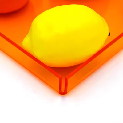 Orange Rectangular Acrylic Serving Tray Organizer , Plexiglas Acrylic Tea Tray
