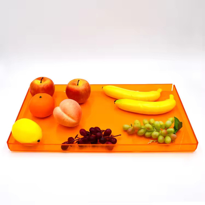 Orange Rectangular Acrylic Serving Tray Organizer , Plexiglas Acrylic Tea Tray