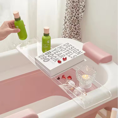 Custom Color Acrylic Bath Tray Crystal Shelf Lucite Bathtub Caddy OEM Logo