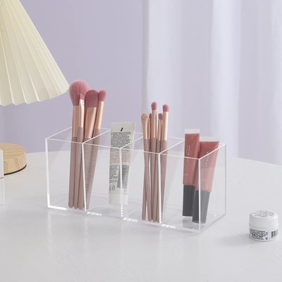 Quỹ cầm bút Acrylic linh hoạt bút chì trang điểm bàn chải tổ chức với 4 ngăn