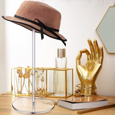 Transparent Hat Acrylic Holder Plexiglass Cap Display Stand For Sun Cap Assembled