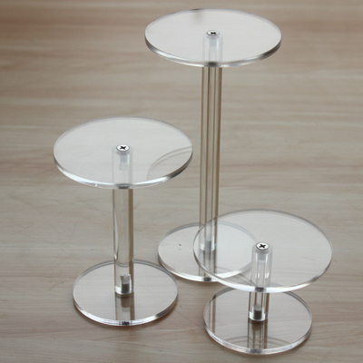 Round Shape Assembled Transparent Acrylic Display Holder For Cosmetics Jewelry