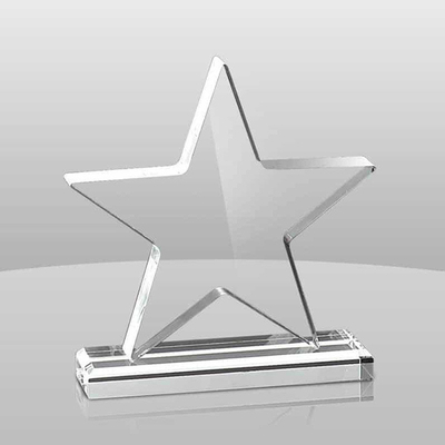 6'' H Clear Star Shape Acrylic Trophy With Base , Acrylic Star Award Custom Logo