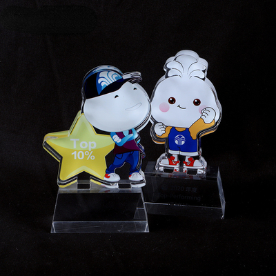 Custom Cutting Shape Acrylic Award Lucite Trophy With UV Printing Anime Figures