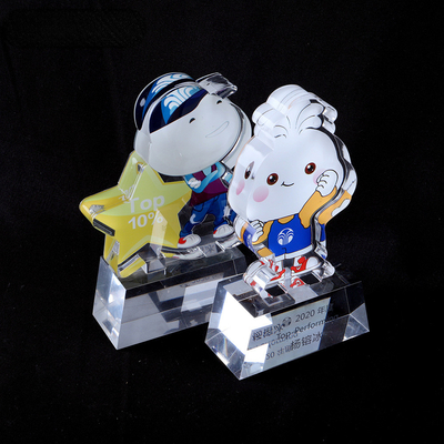 Custom Cutting Shape Acrylic Award Lucite Trophy With UV Printing Anime Figures