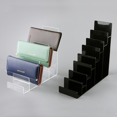 Multi Tier Acrylic Wallet Display Stand Plexiglass Chiếc màn hình bán lẻ