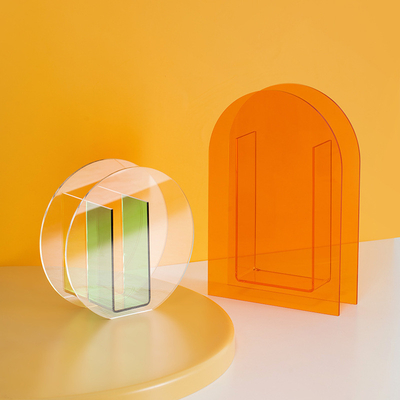 3mm Thick Round Flower Acrylic Vase , Lucite Flower Holder For Home Hotel Decor