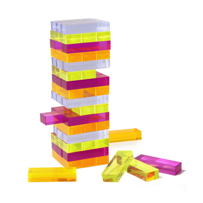 Op maat gemaakte acryl stapelblokken Ouder-kind educatief spel Domino bouw speeltje met 48 blokken voor stapeltoren