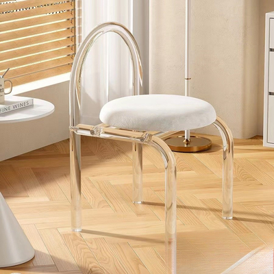 Stijlvol geassembleerde Acrylische transparante make-up stoel voor slaapkamer, balkon en eetkamer gebruik